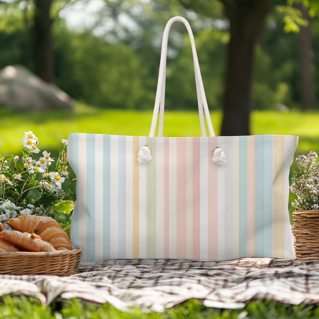 Pastel Stripe Weekender Bag