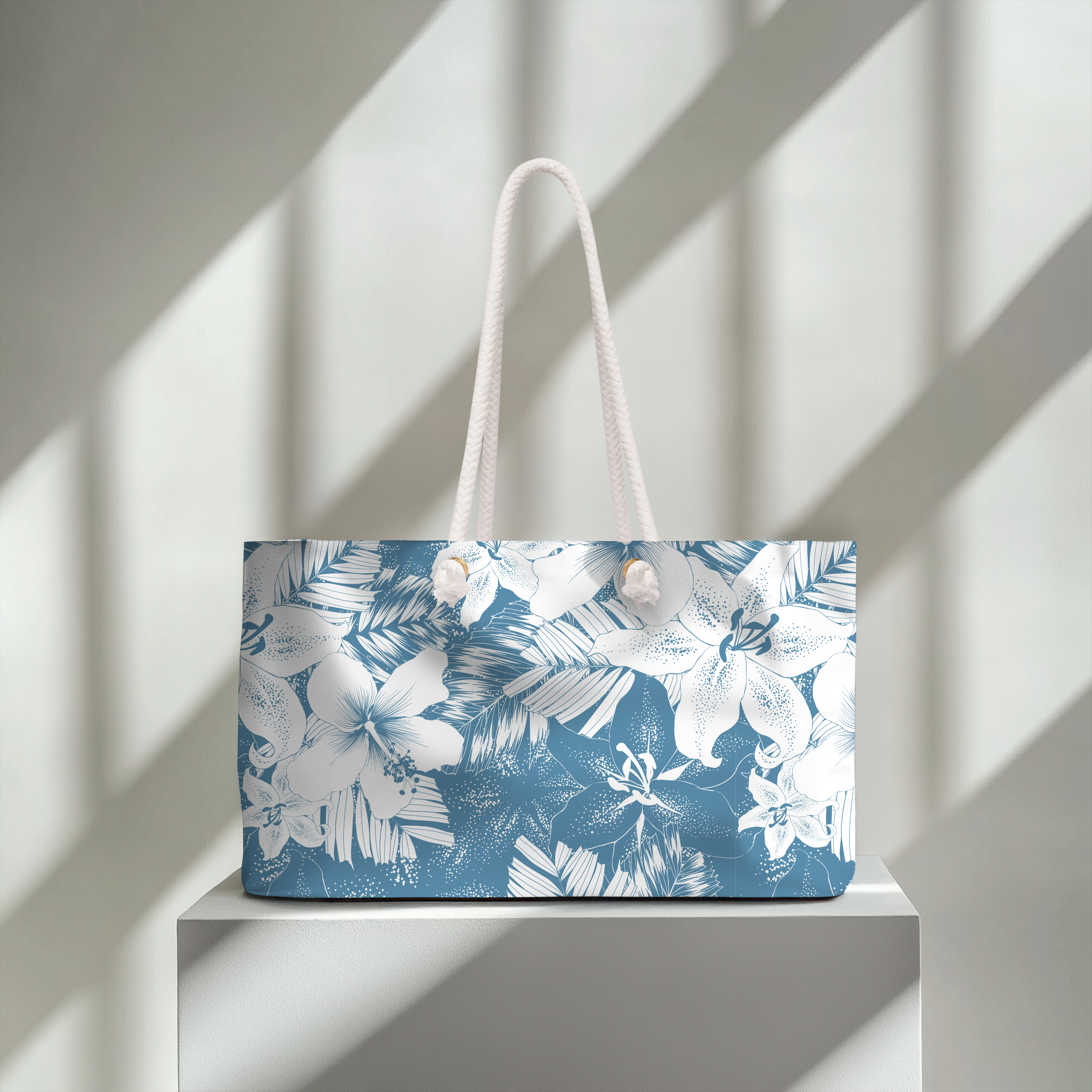 Blue Tropical Floral Weekender Bag