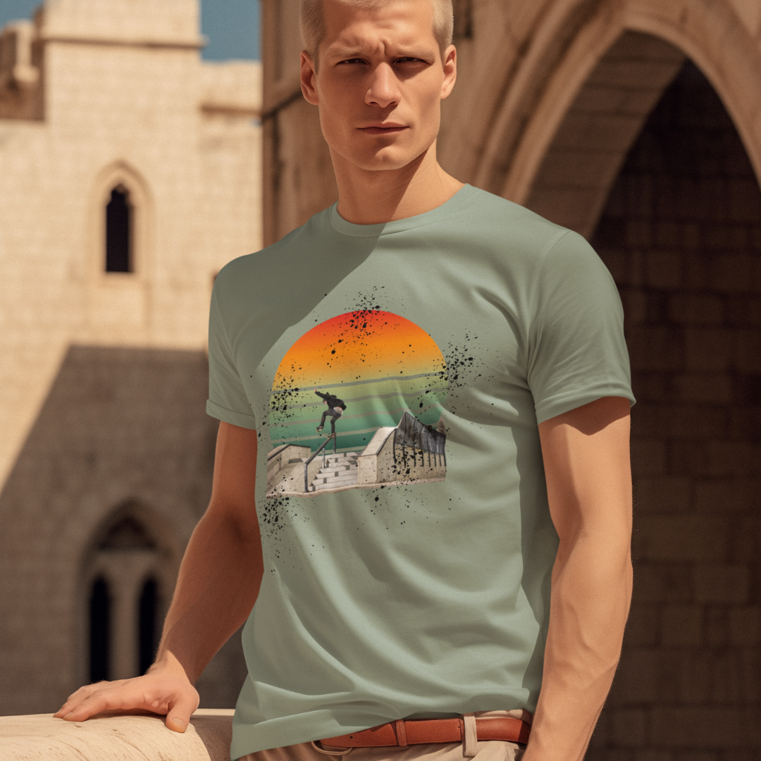 Sunset Skateboarding Graphic Tee - Classic Unisex Jersey Short Sleeve | Soft Cotton, Perfect Fit | Skateboarder T-Shirt