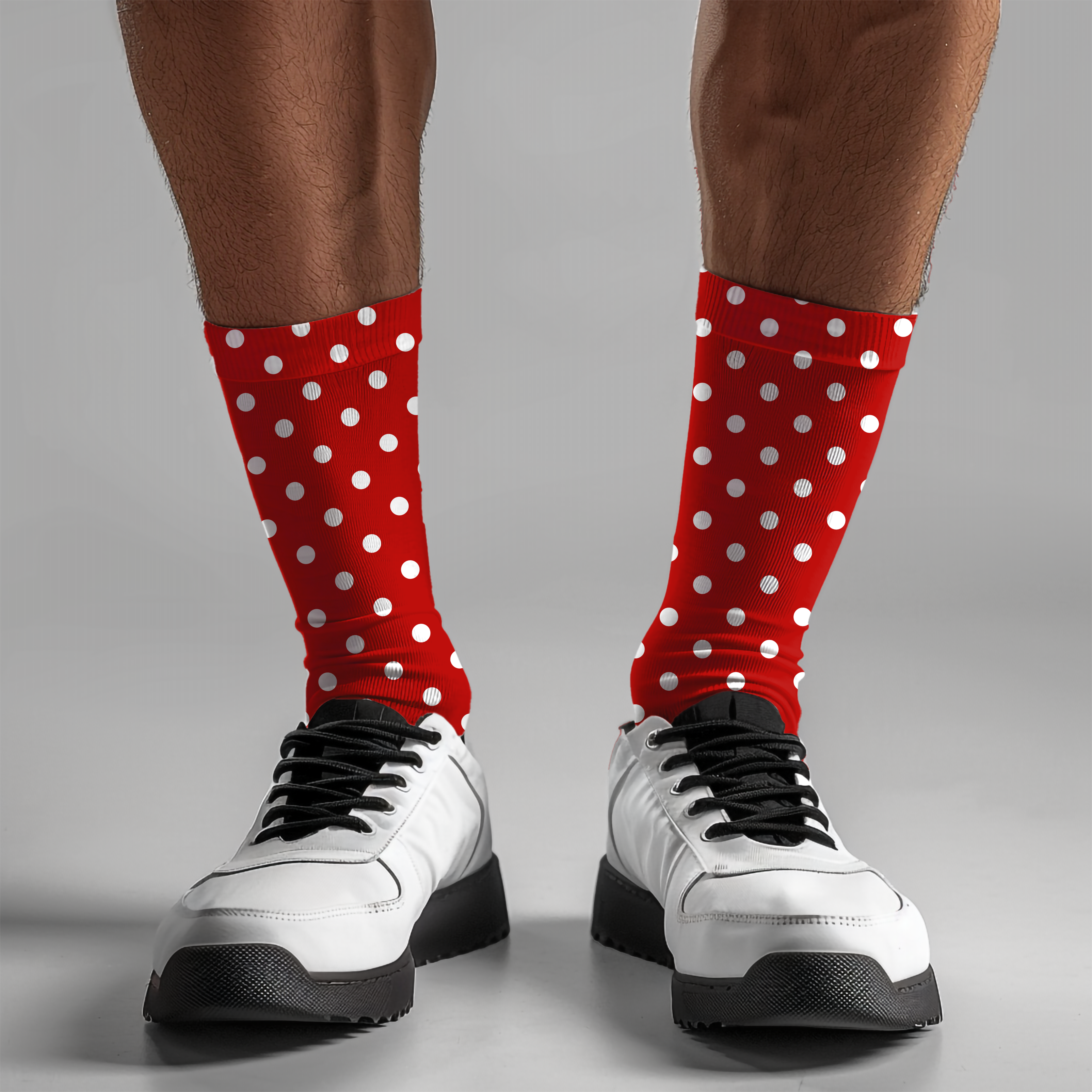 Red Polka Dot Cushioned Crew Socks for Festive Holiday Season, Unisex cozy footwear, Christmas stocking stuffer, Winter cozy gift, Novelty