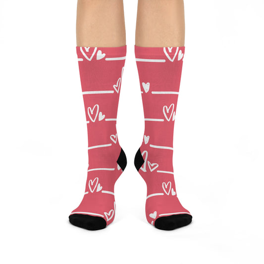 Love Letters Crew Socks Heart Print Socks