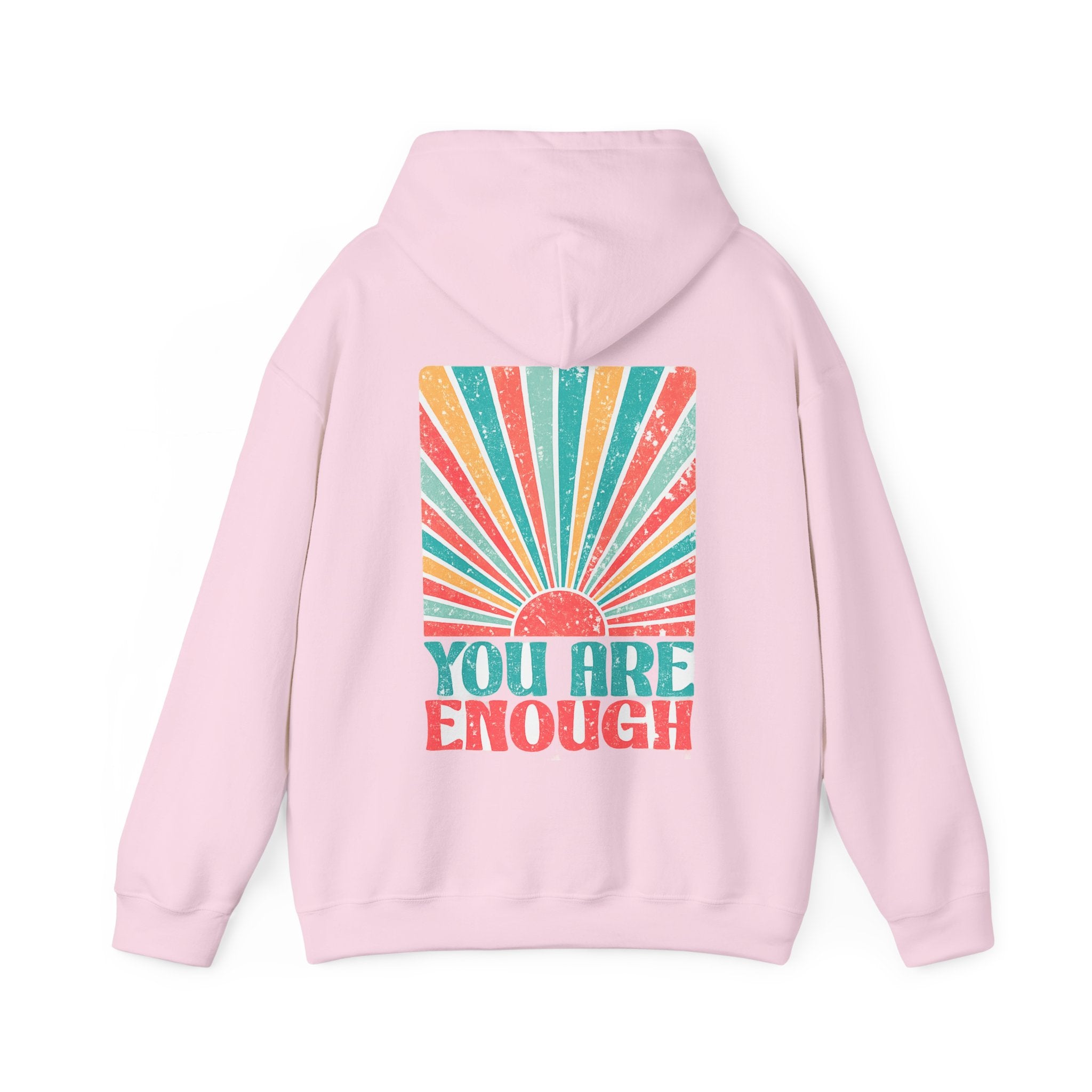 You Are Enough Hoodie – Retro Sunrise Positive Affirmation Sweatshirt