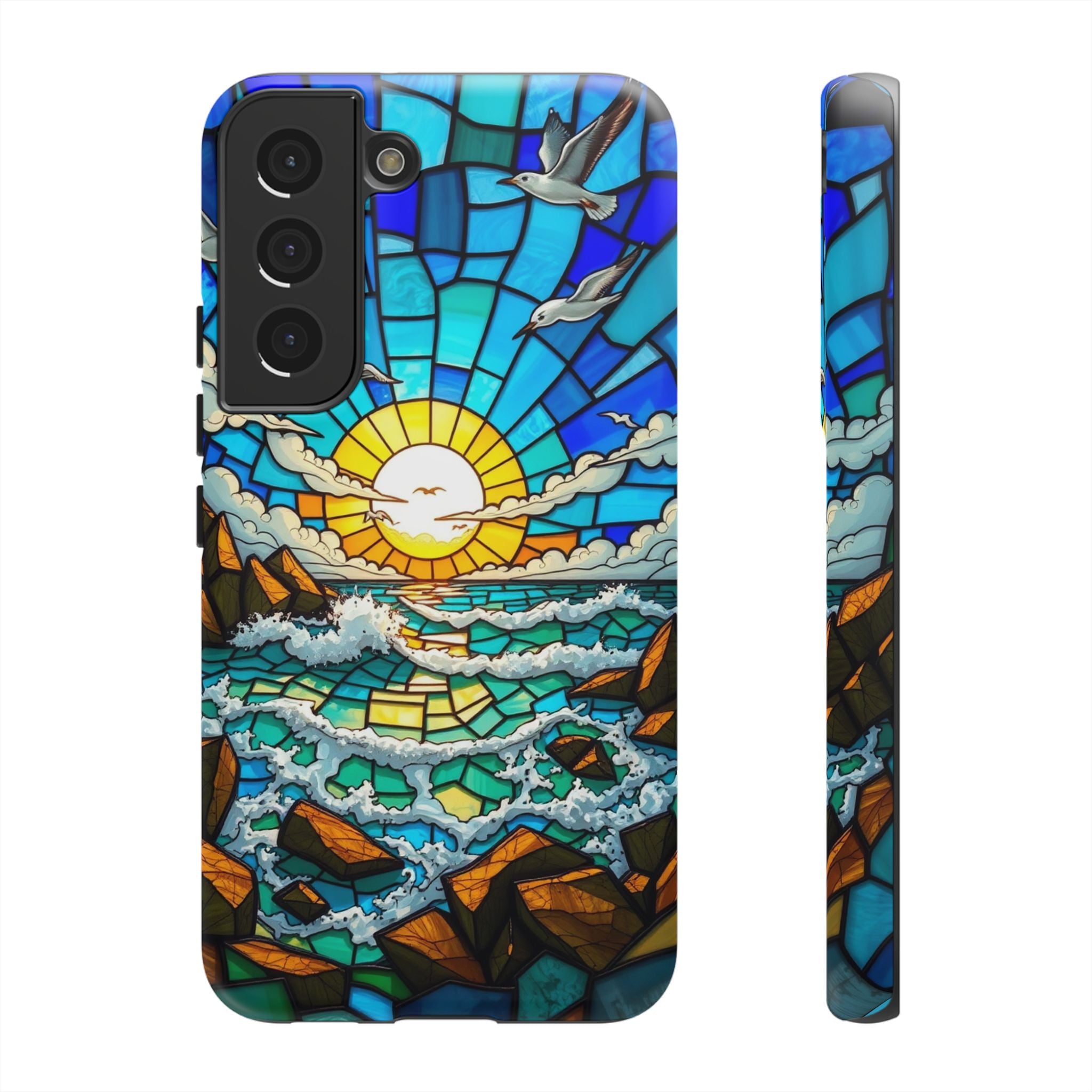 Beach Phone Case Samsung Ocean Sunset Phone Cover Stained Glass Phone Case Seascape Art for Beach Lovers Gift Coastal Vibe Accessory