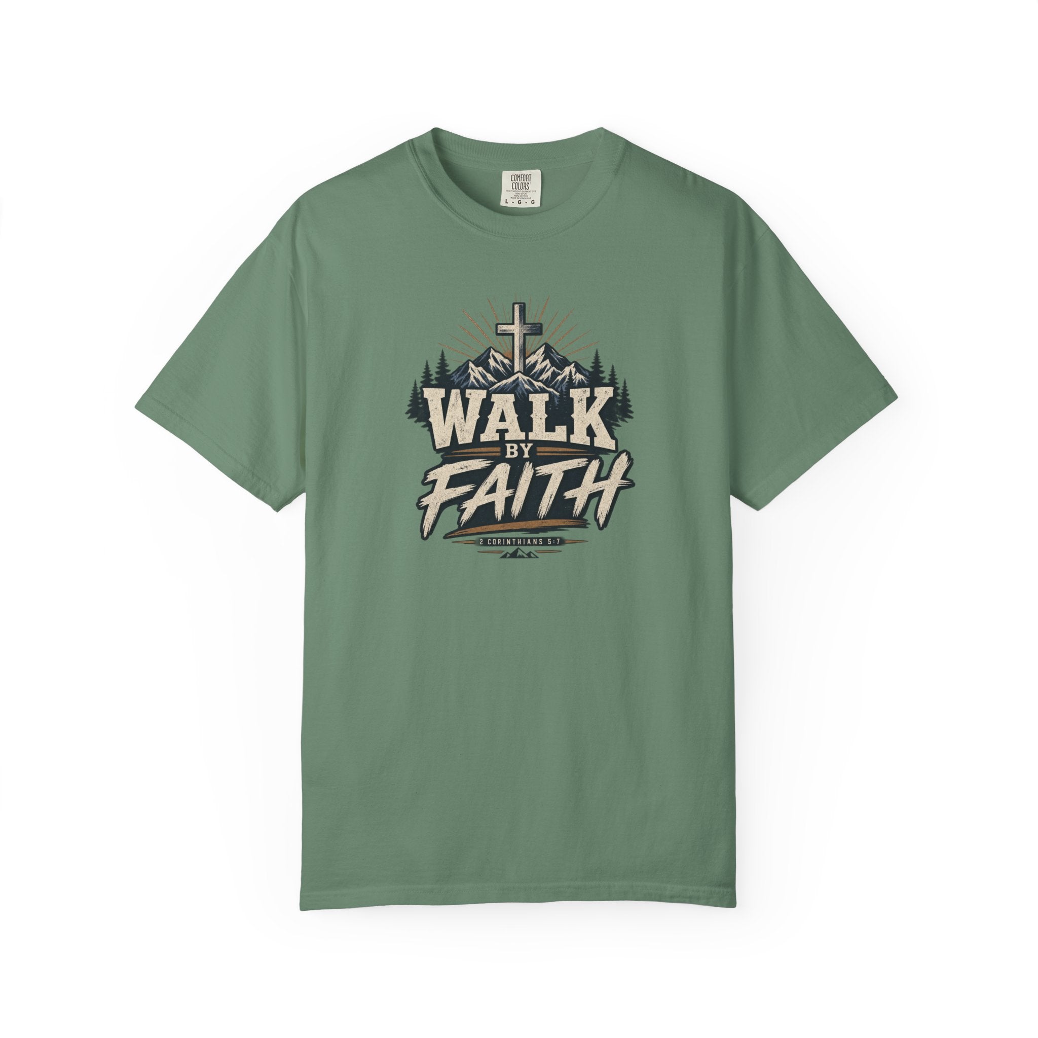 Walk by Faith Shirt – 2 Corinthians 5:7 Christian Graphic Tee