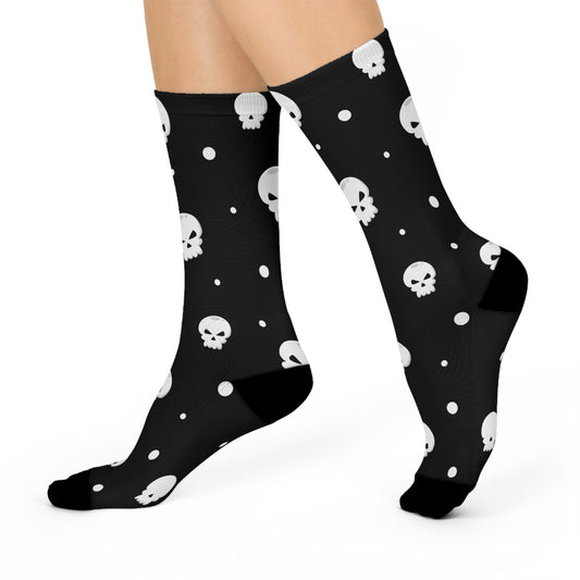 Skull Print Cushioned Crew Socks