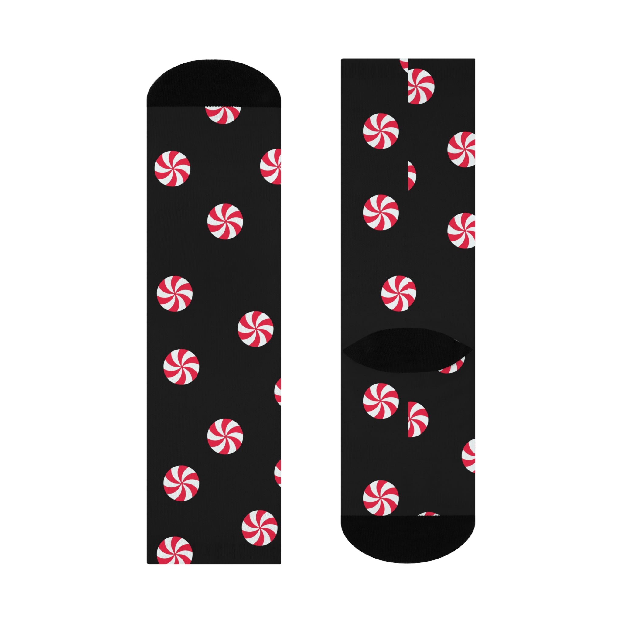 Peppermint Candy Cushioned Crew Socks, Christmas Gift, Holiday Stocking Stuffer, Festive Winter Apparel, Unisex Footwear