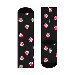 Peppermint Candy Cushioned Crew Socks, Christmas Gift, Holiday Stocking Stuffer, Festive Winter Apparel, Unisex Footwear