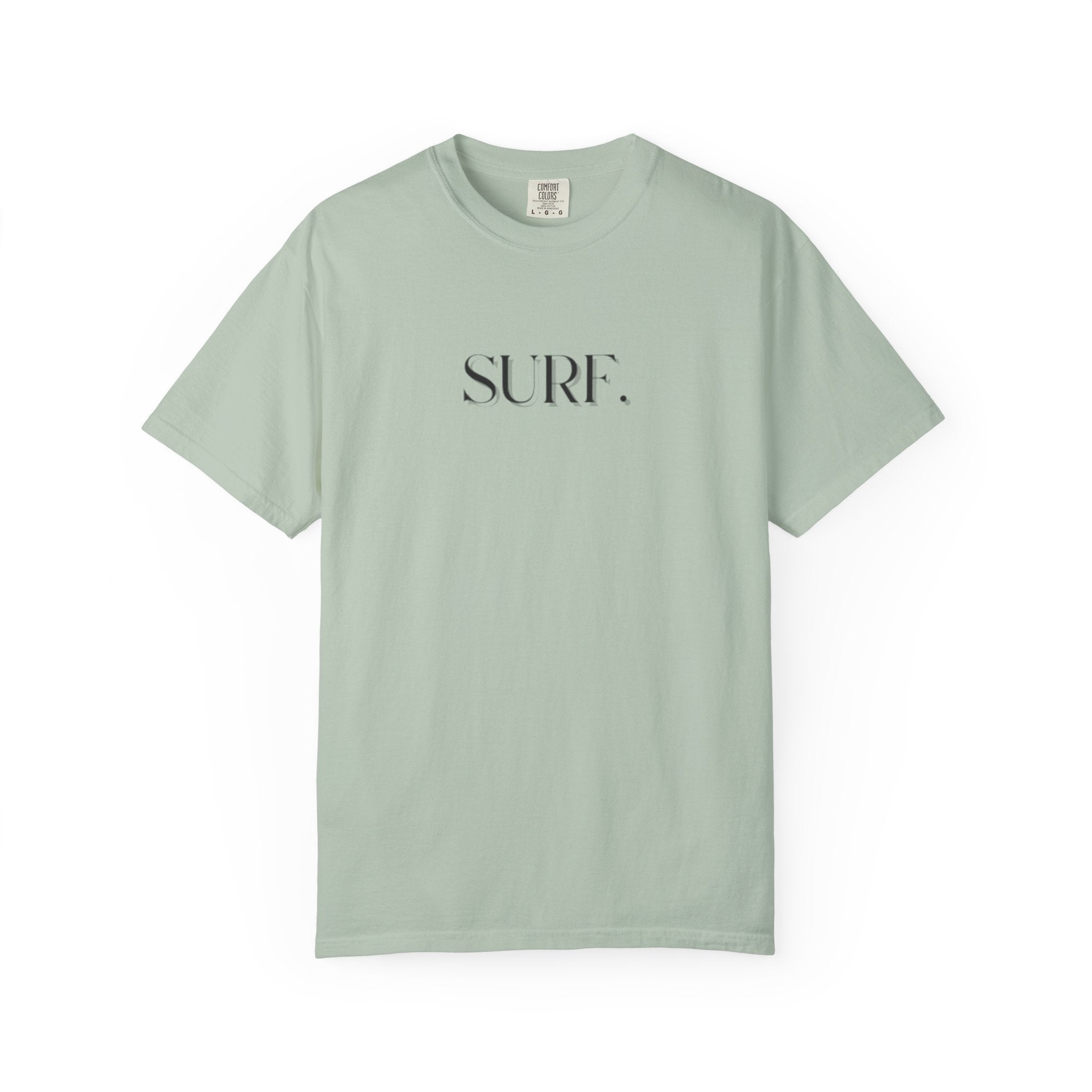 A Bay Green shirt that says, "SURF"