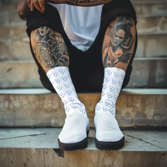 Stethoscope Design Cushioned Crew Socks - Comfortable One-Size Medical-Themed Socks
