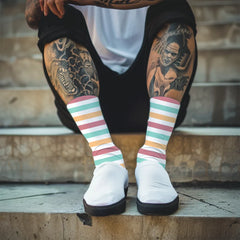 Striped Crew Socks: Cushioned Women's Socks, Summer Gift