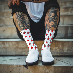 Crew Socks Tattoo-Inspired Socks with Red Daggered Hearts