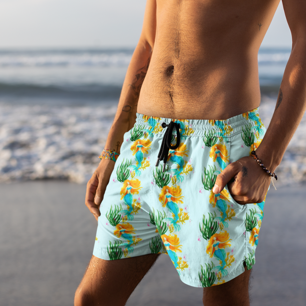 Men's Swim Shorts with Mermaid Print