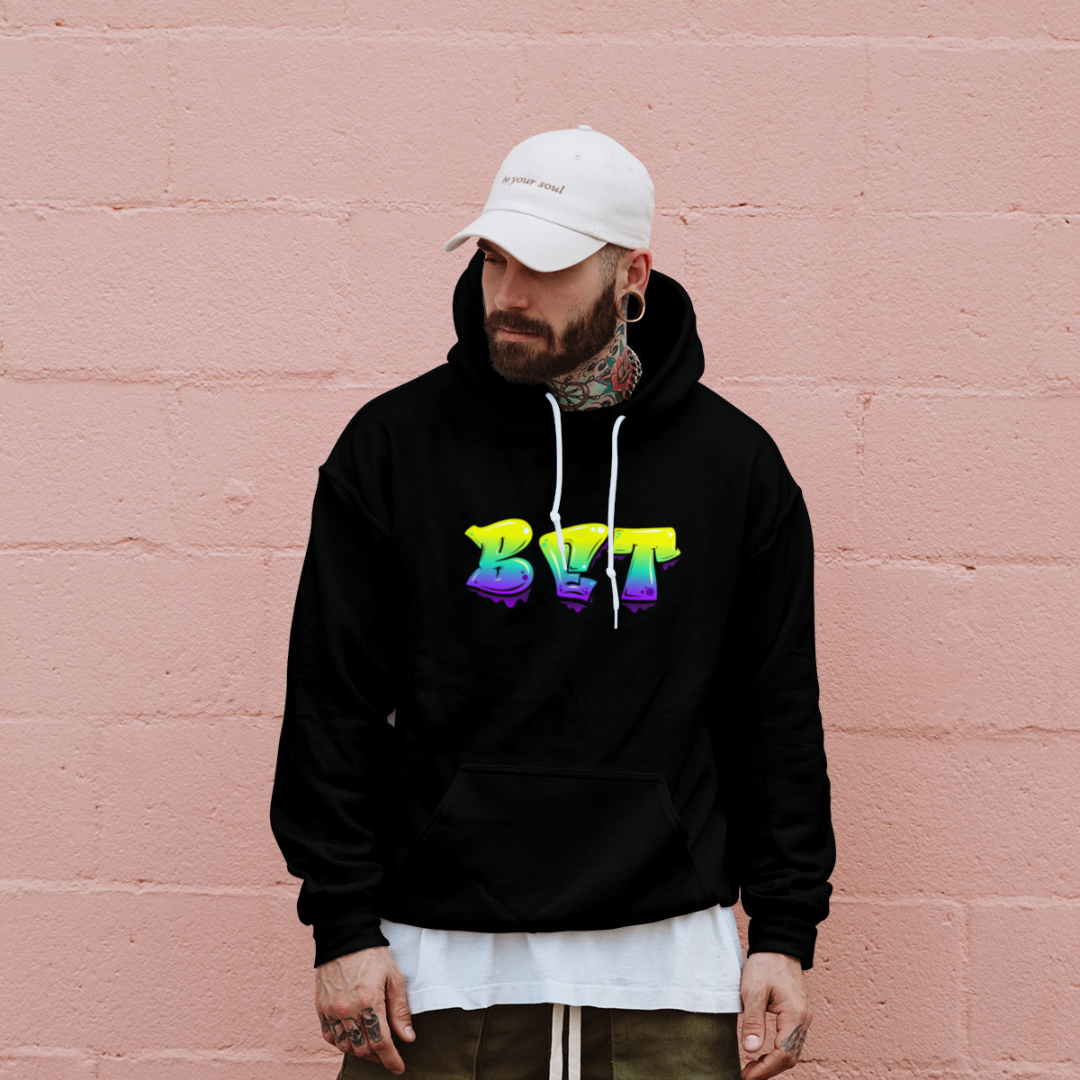 Unisex Heavy Blend Hoodie with Vibrant BET Design - Cozy and Stylish Sweatshirt