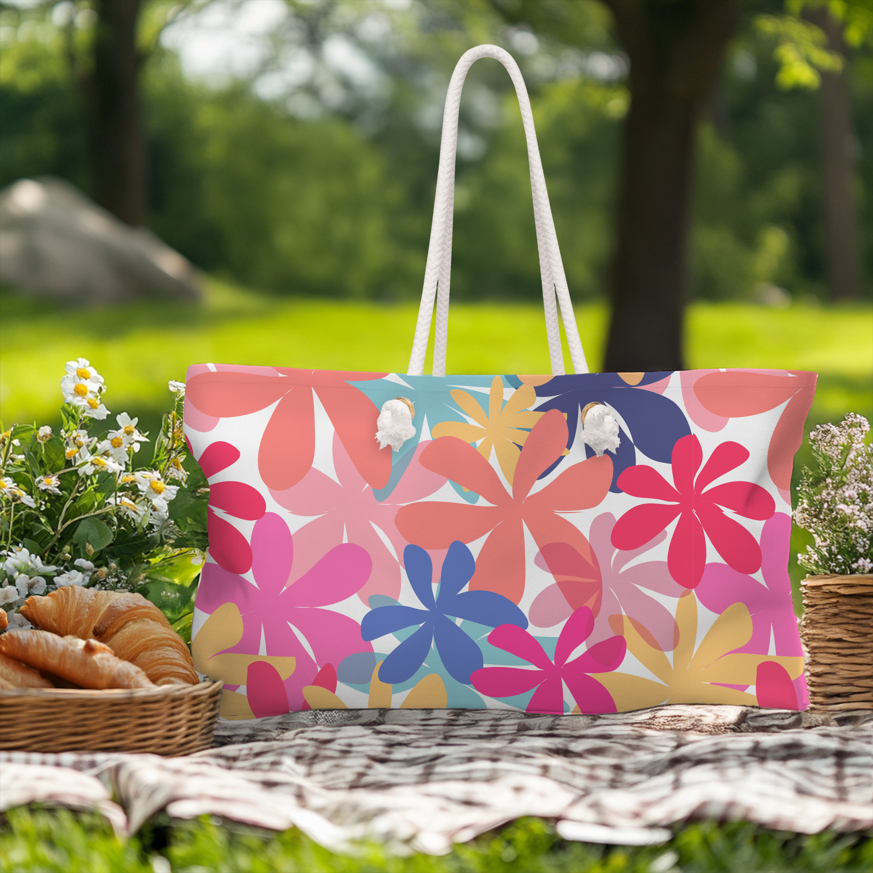 Colorful Floral Weekender Bag