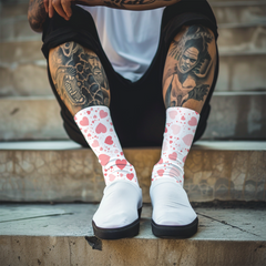 Pink Heart Crew Socks: Valentine's Day Couple Gift