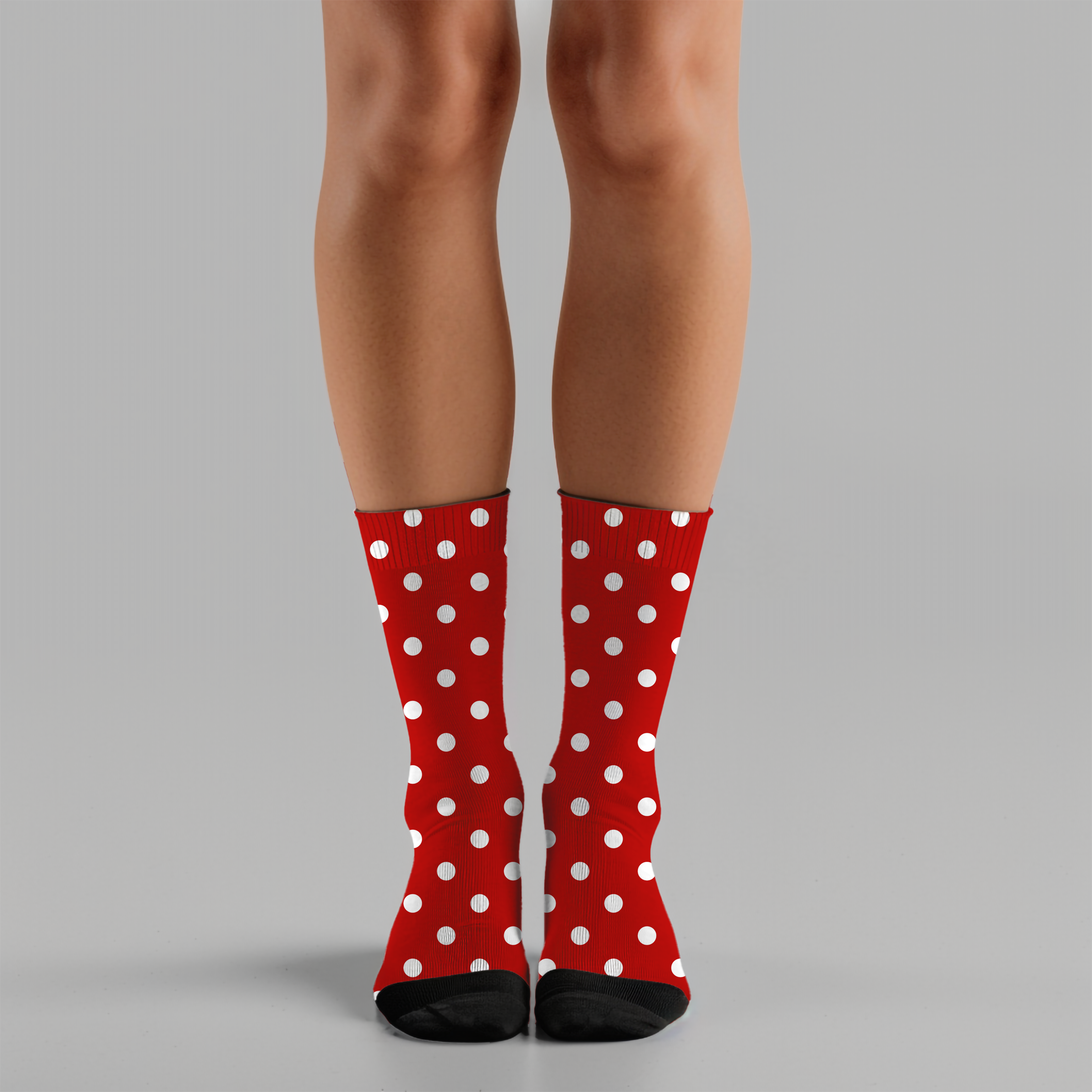 Red Polka Dot Cushioned Crew Socks for Festive Holiday Season, Unisex cozy footwear, Christmas stocking stuffer, Winter cozy gift, Novelty