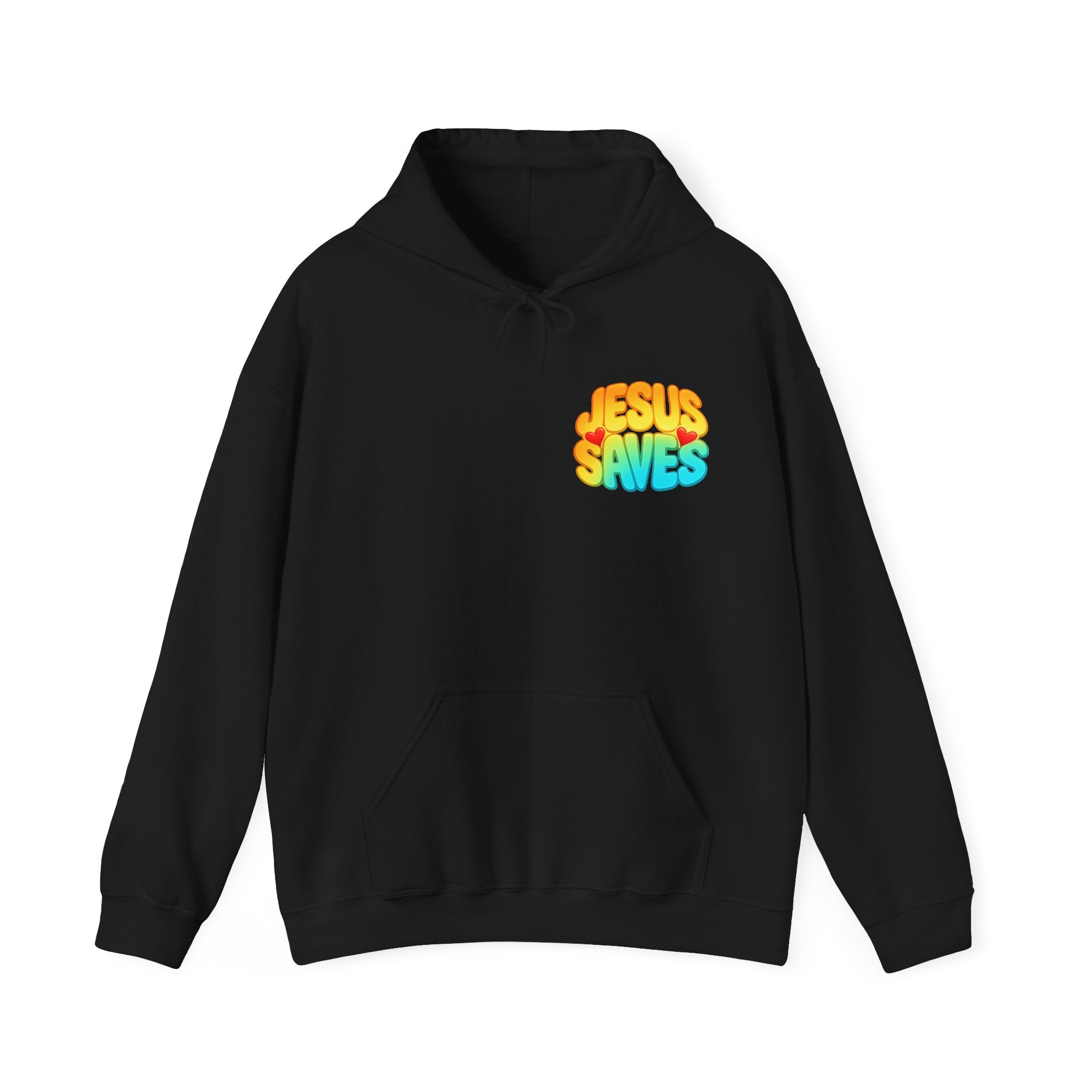 Jesus Saves Hoodie – Colorful Retro Christian Graphic Sweatshirt