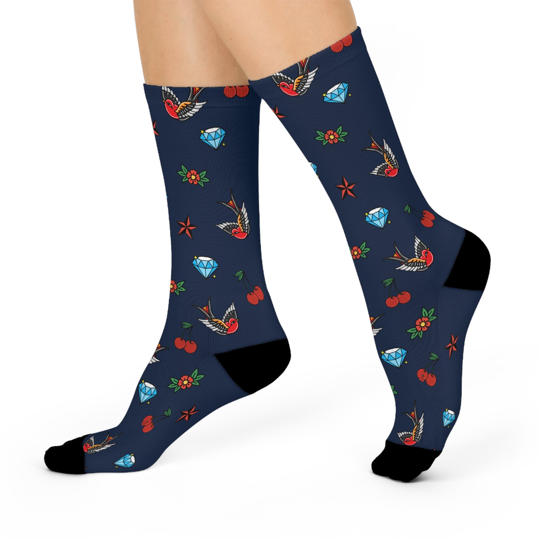 Old School Tattoo Socks Retro Ink Style Crew Socks Unique Gift for Tattoo Lovers
