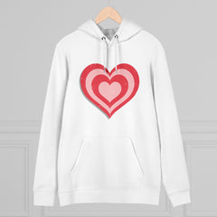 Retro Heart Hoodie in Pink and Red Unisex Cruiser Hoodie