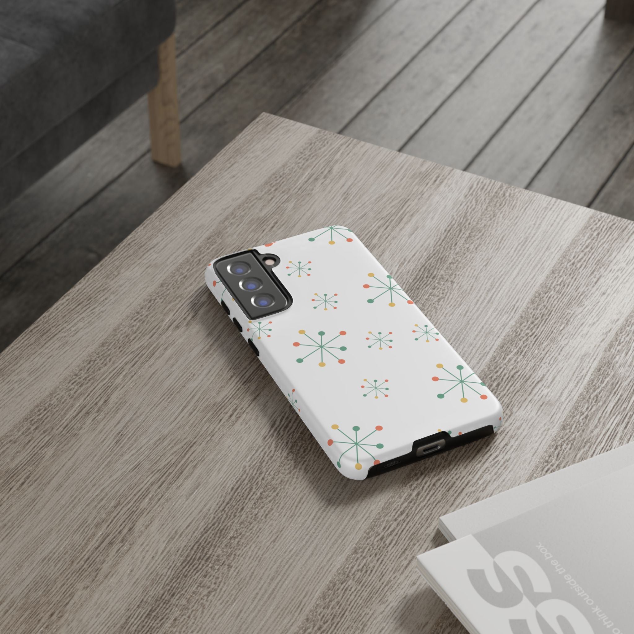 Mid-Century Modern Phone Case for iPhone, Samsung Galaxy, Google Pixel Retro Atomic Starburst Design, Durable Protection, Vintage Style