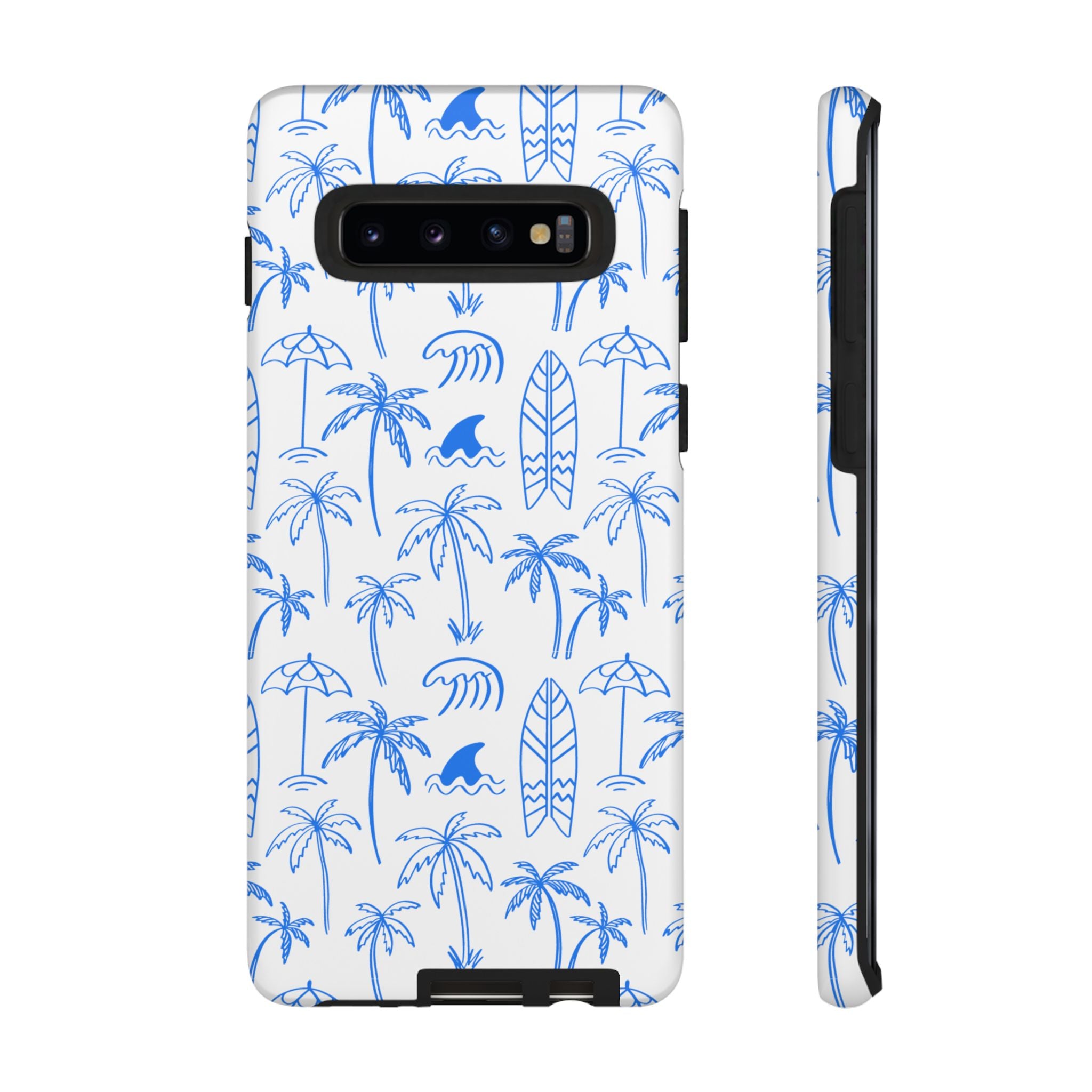 Tropical Beach Phone Case for iPhone, Samsung Galaxy, Google Pixel Palm Trees and Surfboards Design, Coastal Style, Durable Protection