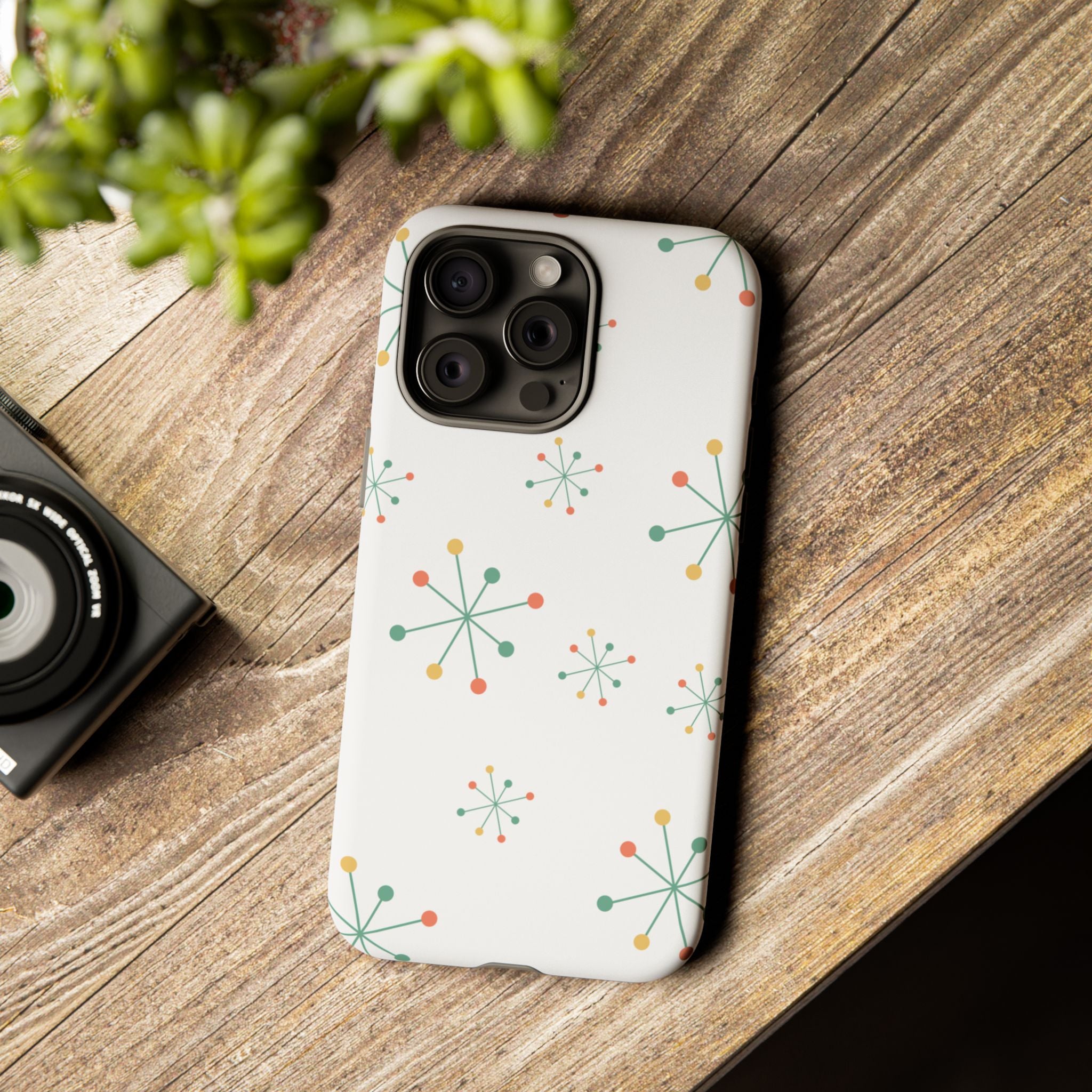 Mid-Century Modern Phone Case for iPhone, Samsung Galaxy, Google Pixel Retro Atomic Starburst Design, Durable Protection, Vintage Style