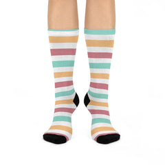 Striped Crew Socks: Cushioned Women's Socks, Summer Gift