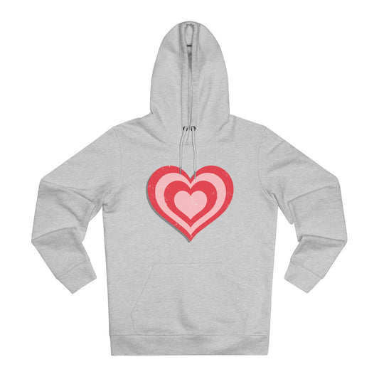 Retro Heart Hoodie in Pink and Red Unisex Cruiser Hoodie