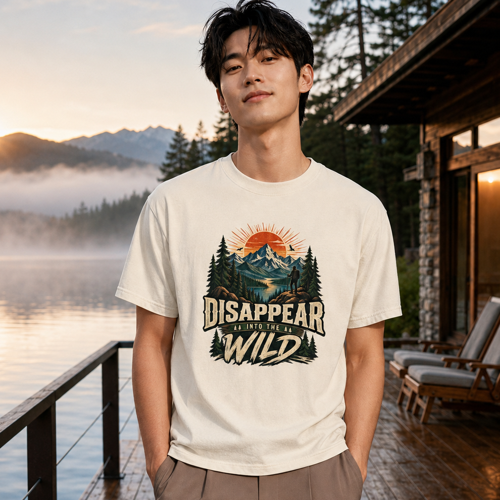 Disappear Into the Wild Shirt – Vintage Mountain Hiking Graphic Tee