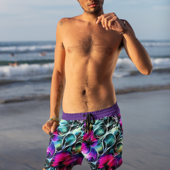 Men's Colorful Floral Print Swim Shorts - Lightweight and Comfortable Beachwear