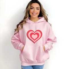 Retro Heart Hoodie in Pink and Red Unisex Heavy Blend™ Hooded Sweatshirt