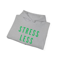 Stress Less Hoodie - Black with Green Cannabis Leaf Motif" Unisex Heavy Blend™ Hooded Sweatshirt