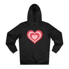 Retro Heart Hoodie in Pink and Red Unisex Cruiser Hoodie