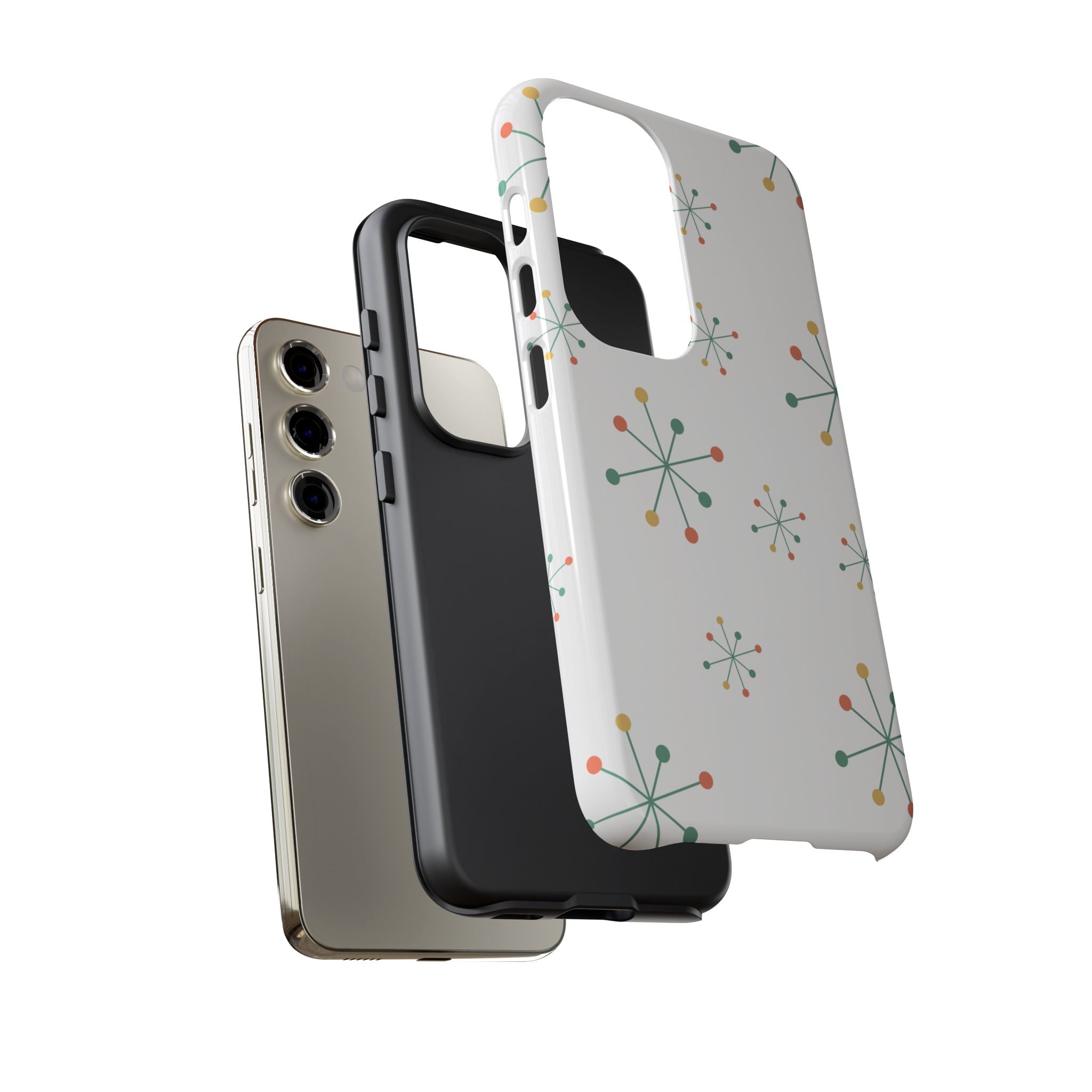 Mid-Century Modern Phone Case for iPhone, Samsung Galaxy, Google Pixel Retro Atomic Starburst Design, Durable Protection, Vintage Style