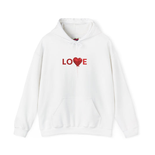 Heart Balloon Graphic Hoodie Valentine's Day Hoodie Red Heart Romantic Gifts Unisex Heavy Blend™ Hooded Sweatshirt