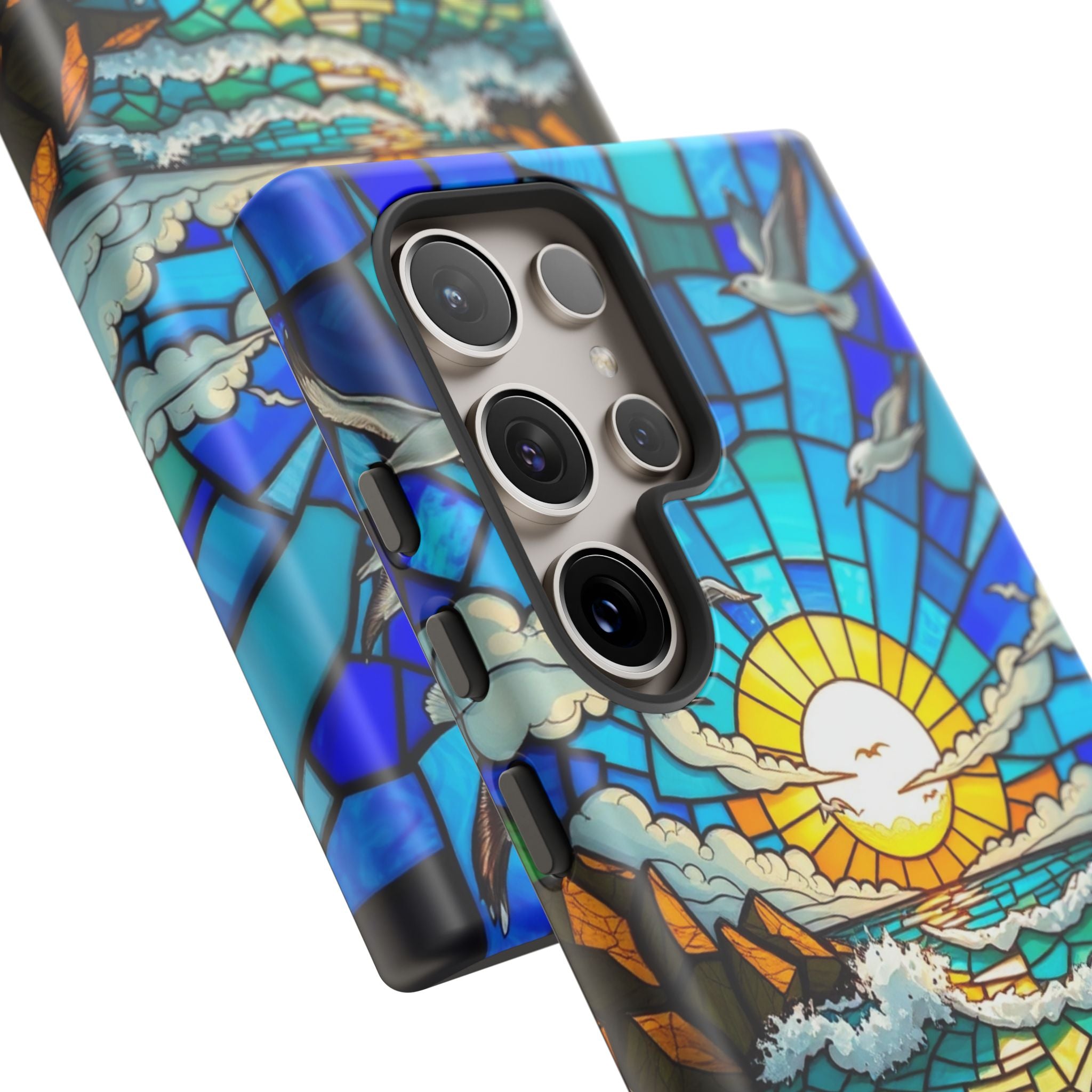 Beach Phone Case Samsung Ocean Sunset Phone Cover Stained Glass Phone Case Seascape Art for Beach Lovers Gift Coastal Vibe Accessory