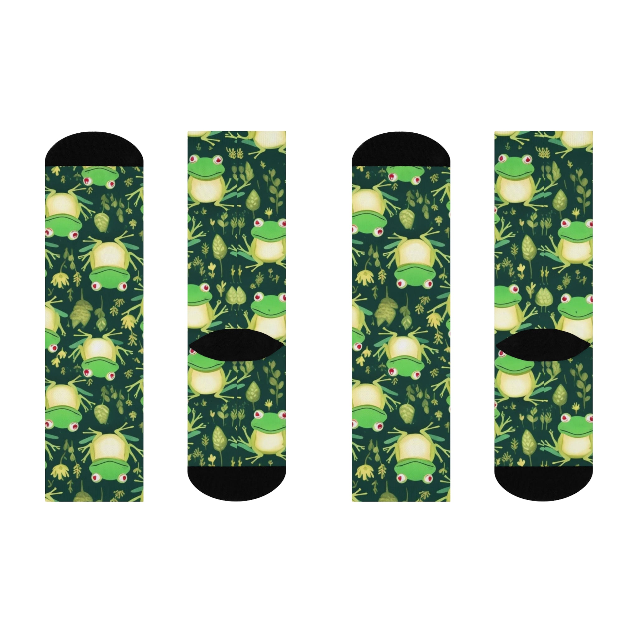 Frog Print Cushioned Crew Socks