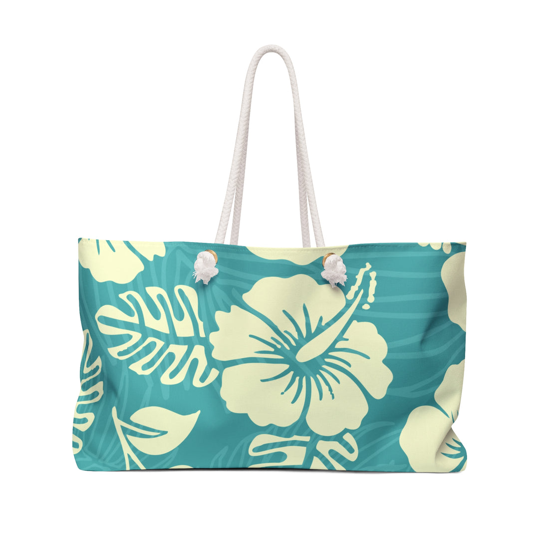 Teal Tropical Hibiscus Weekender Bag