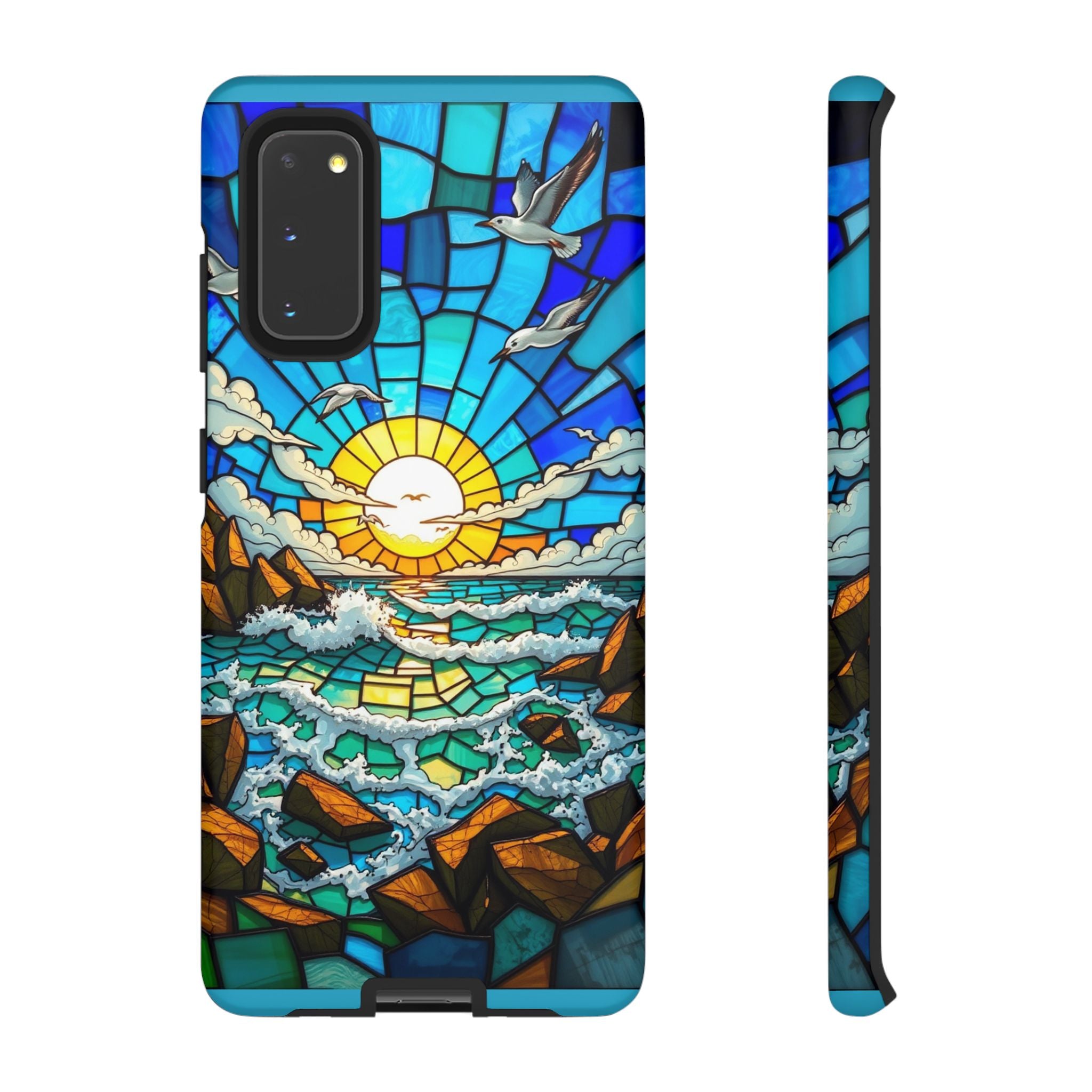 Beach Phone Case Samsung Ocean Sunset Phone Cover Stained Glass Phone Case Seascape Art for Beach Lovers Gift Coastal Vibe Accessory