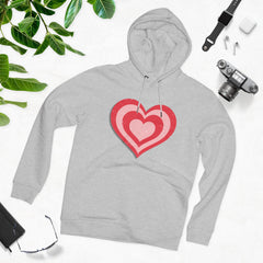 Retro Heart Hoodie in Pink and Red Unisex Cruiser Hoodie