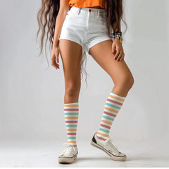 Striped Crew Socks: Cushioned Women's Socks, Summer Gift