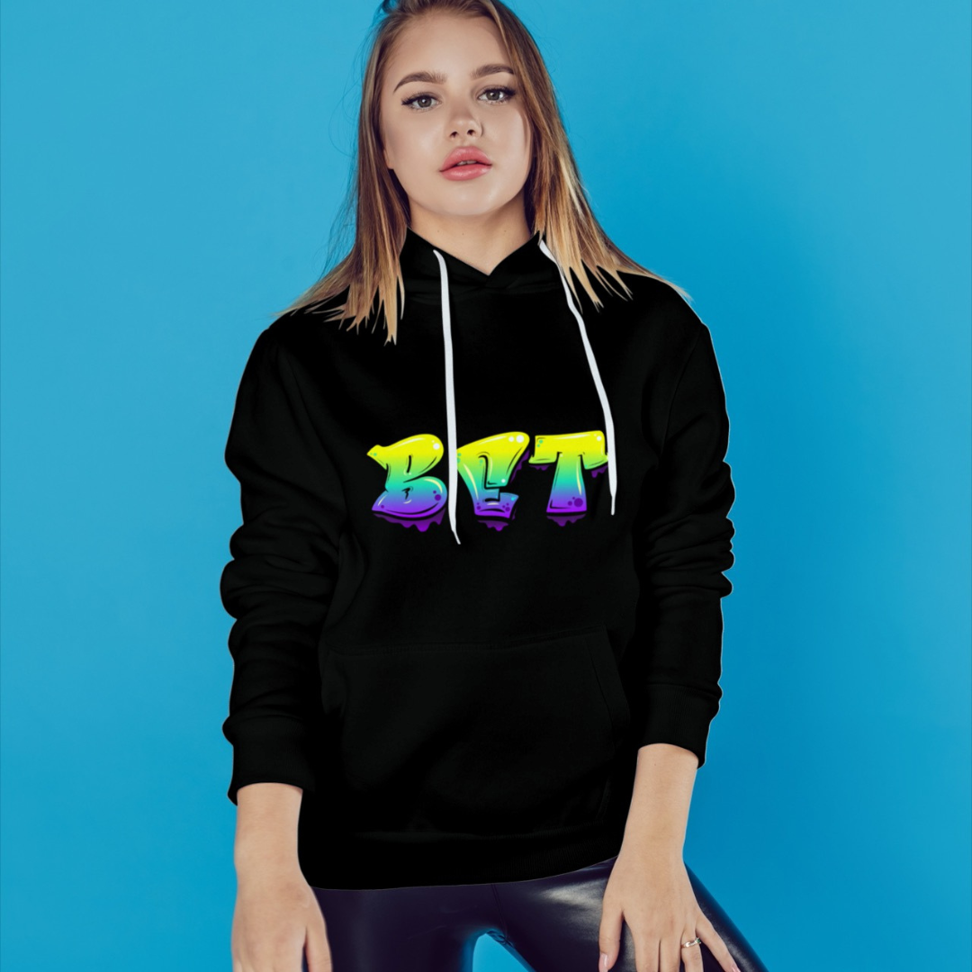 Unisex Heavy Blend Hoodie with Vibrant BET Design - Cozy and Stylish Sweatshirt