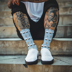 In the Navy Cushioned Crew Socks - Nautical Captain's Hat & Anchor Design, Comfortable Crew Socks