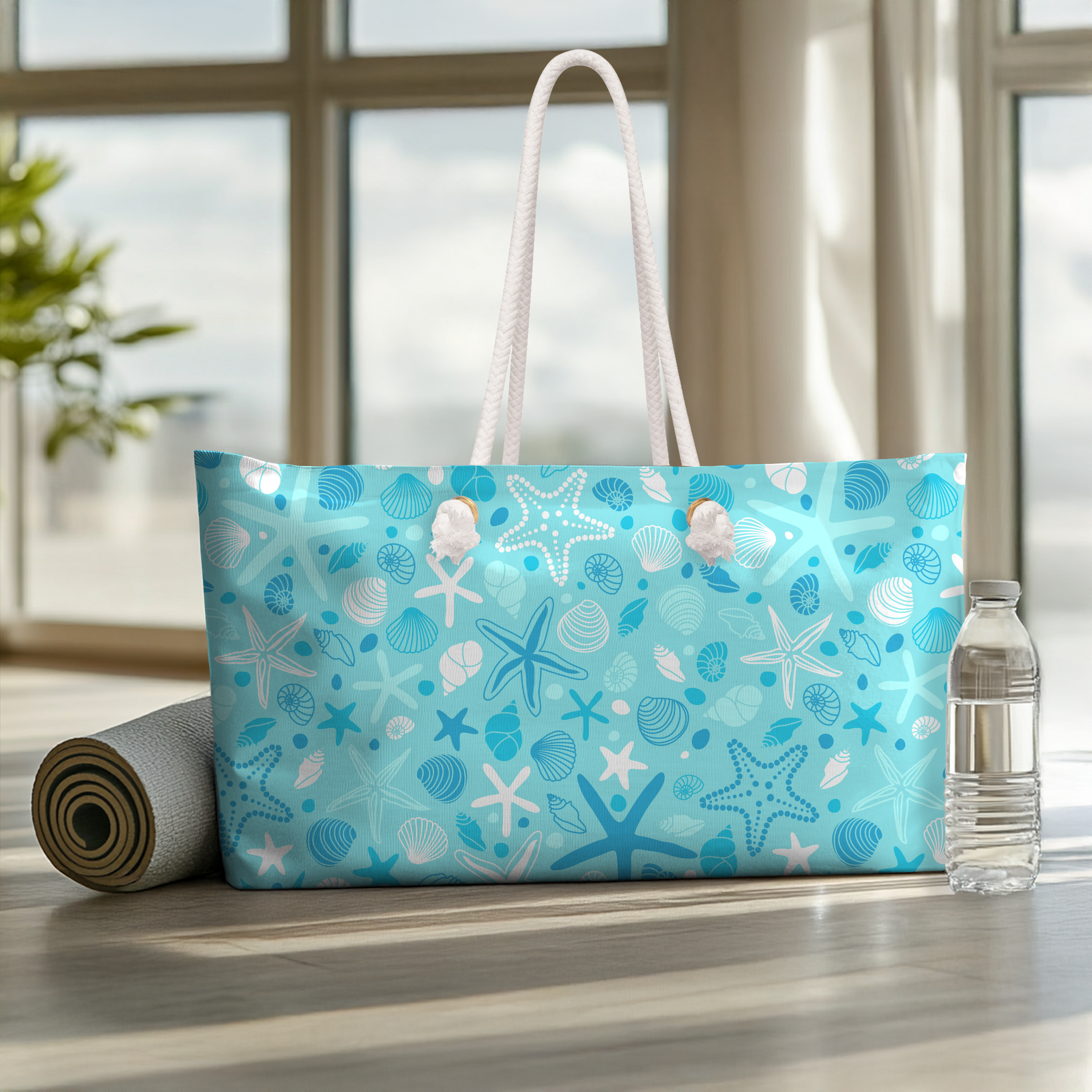 Turquoise Seashell Weekender Bag
