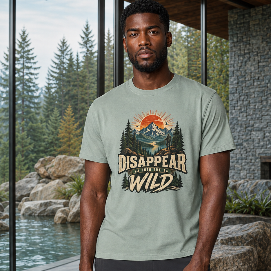 Disappear Into the Wild Shirt – Vintage Mountain Hiking Graphic Tee