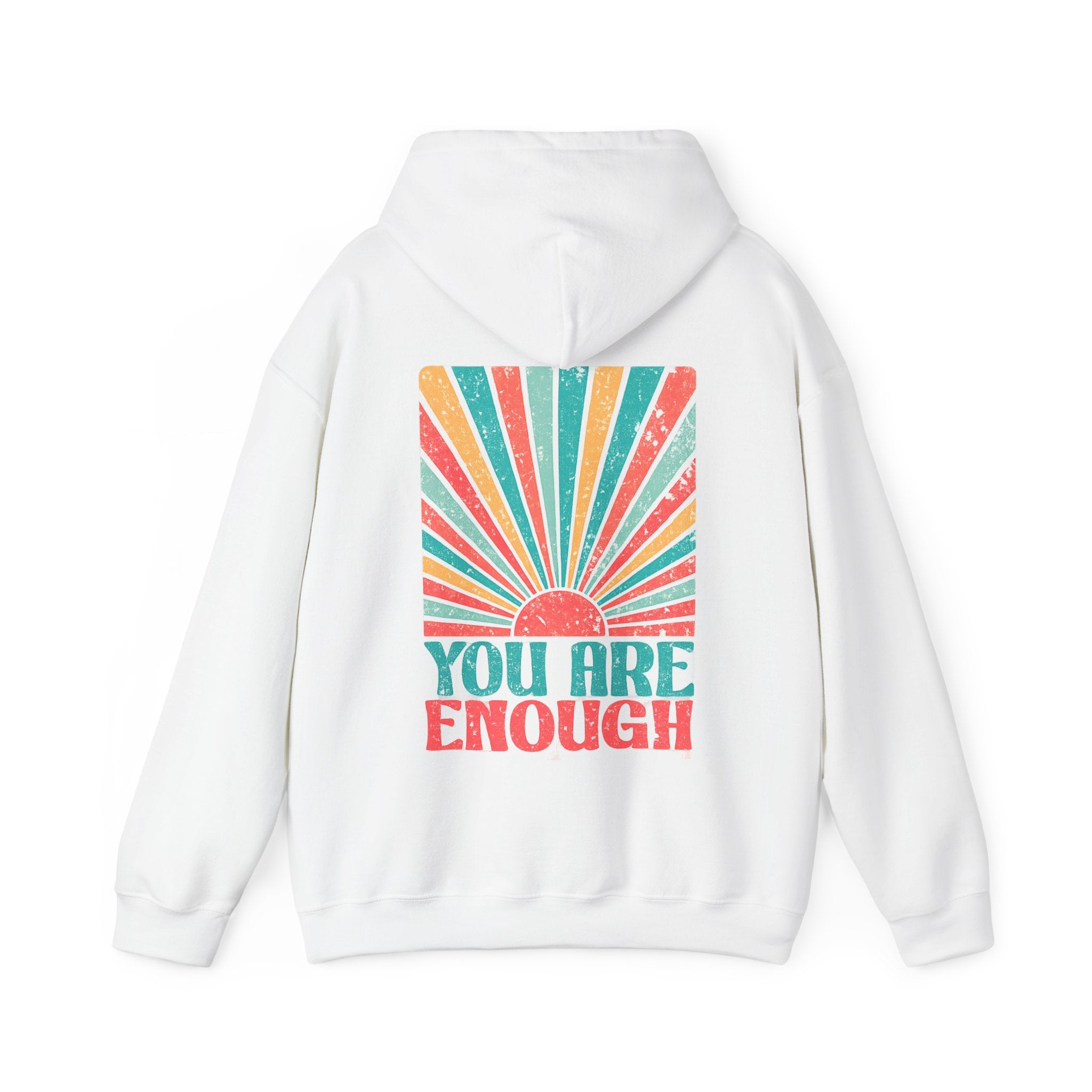 You Are Enough Hoodie – Retro Sunrise Positive Affirmation Sweatshirt