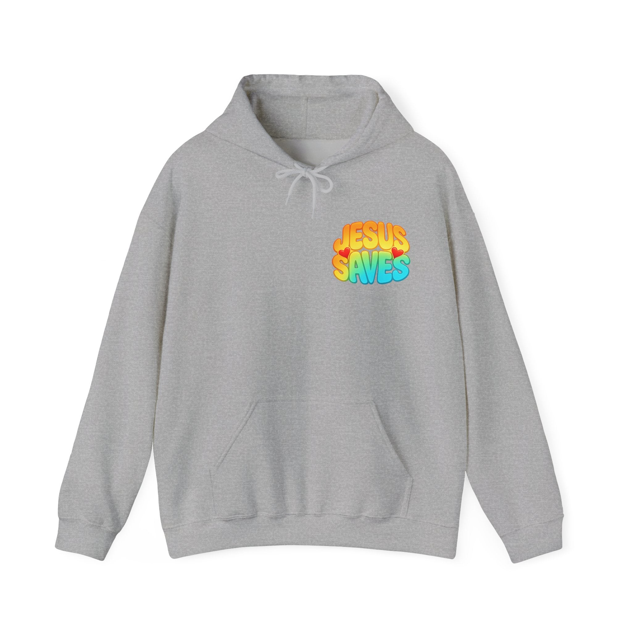 Jesus Saves Hoodie – Colorful Retro Christian Graphic Sweatshirt