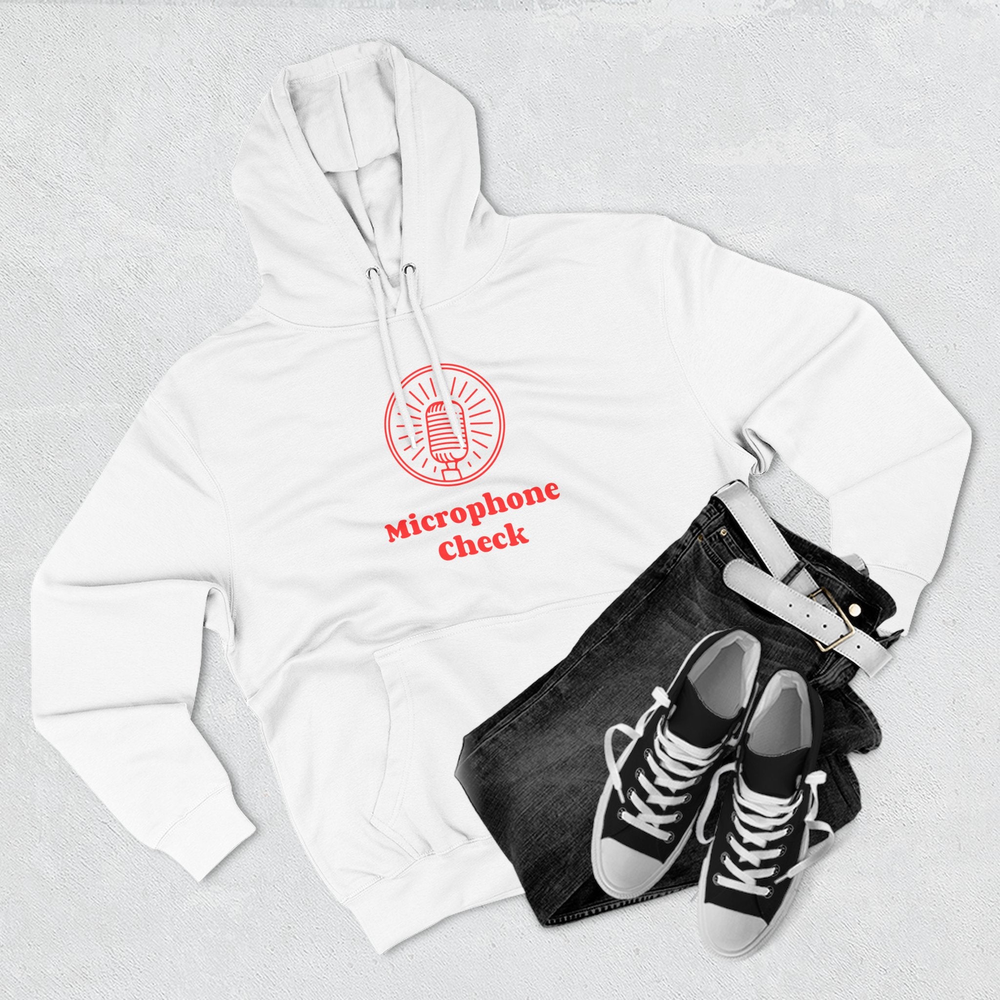 Microphone Check Three-Panel Fleece Hoodie