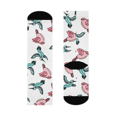 Bird Print Cushioned Crew Socks