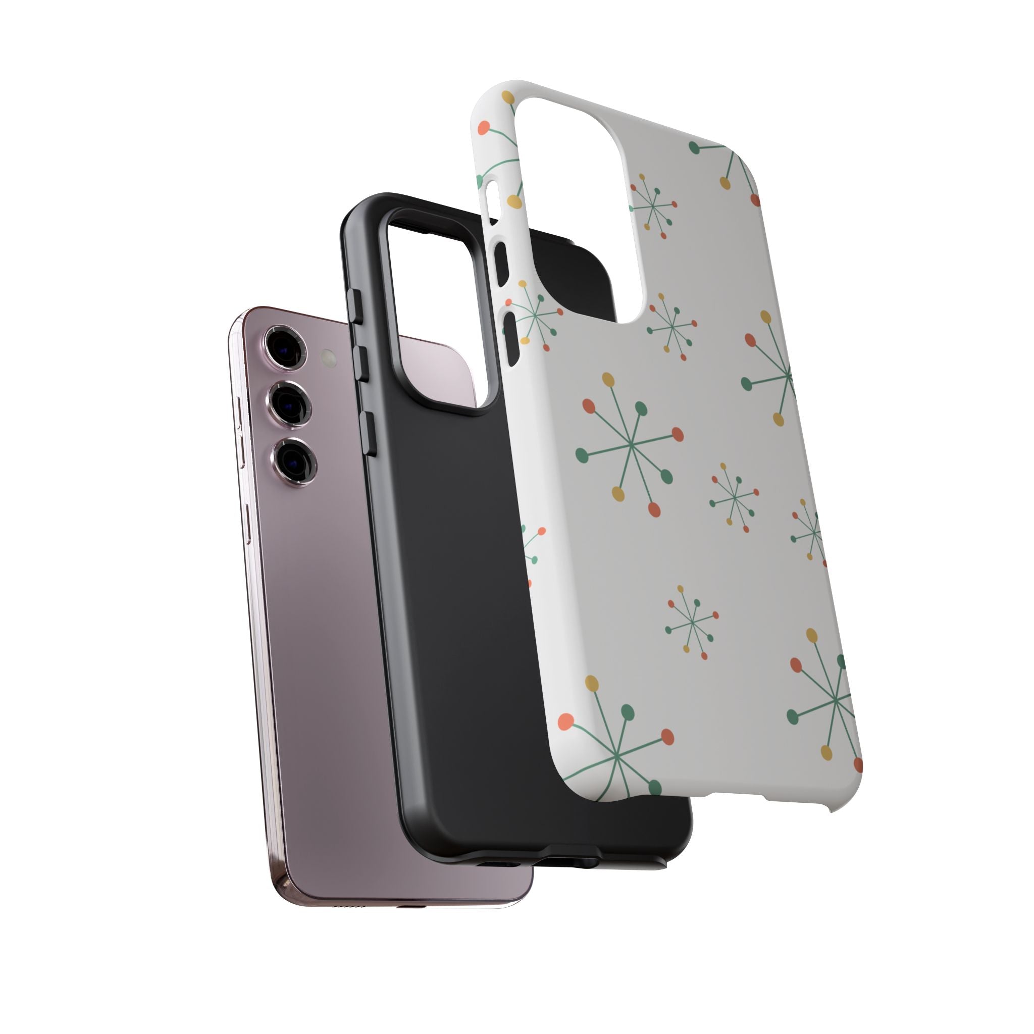 Mid-Century Modern Phone Case for iPhone, Samsung Galaxy, Google Pixel Retro Atomic Starburst Design, Durable Protection, Vintage Style